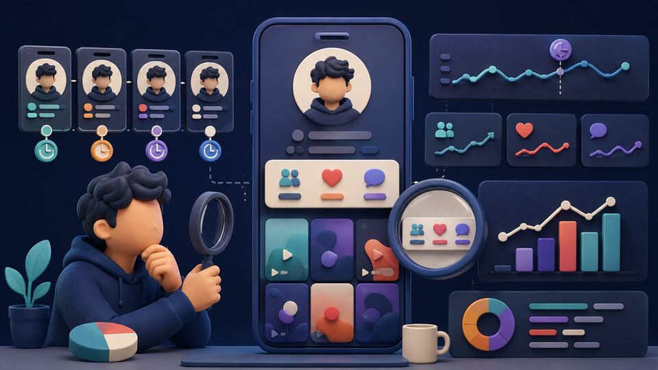 People comparing public social media counts across several update moments