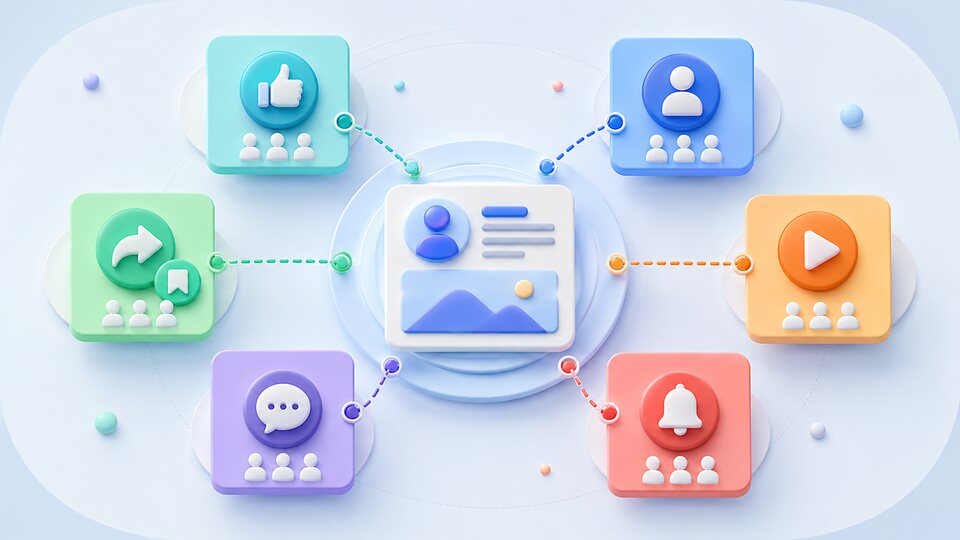 Community content card connected to distinct engagement signal categories