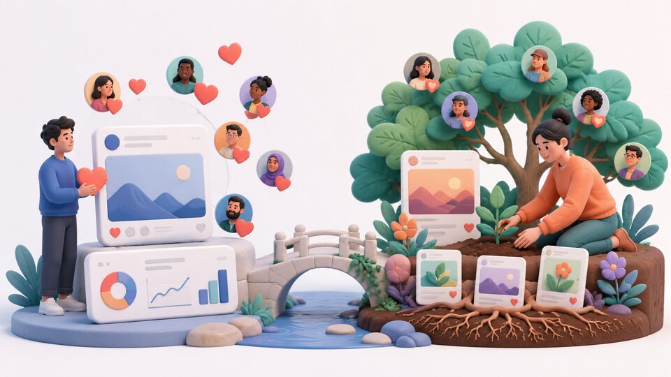 Controlled like exchange test connected to long-term organic audience growth
