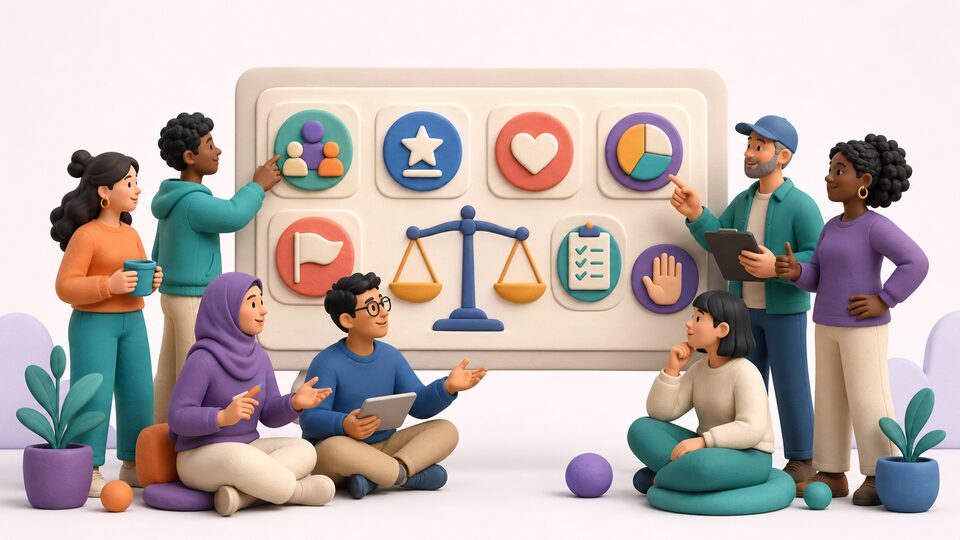Diverse community reviewing participation quality, fairness, reporting and enforcement standards